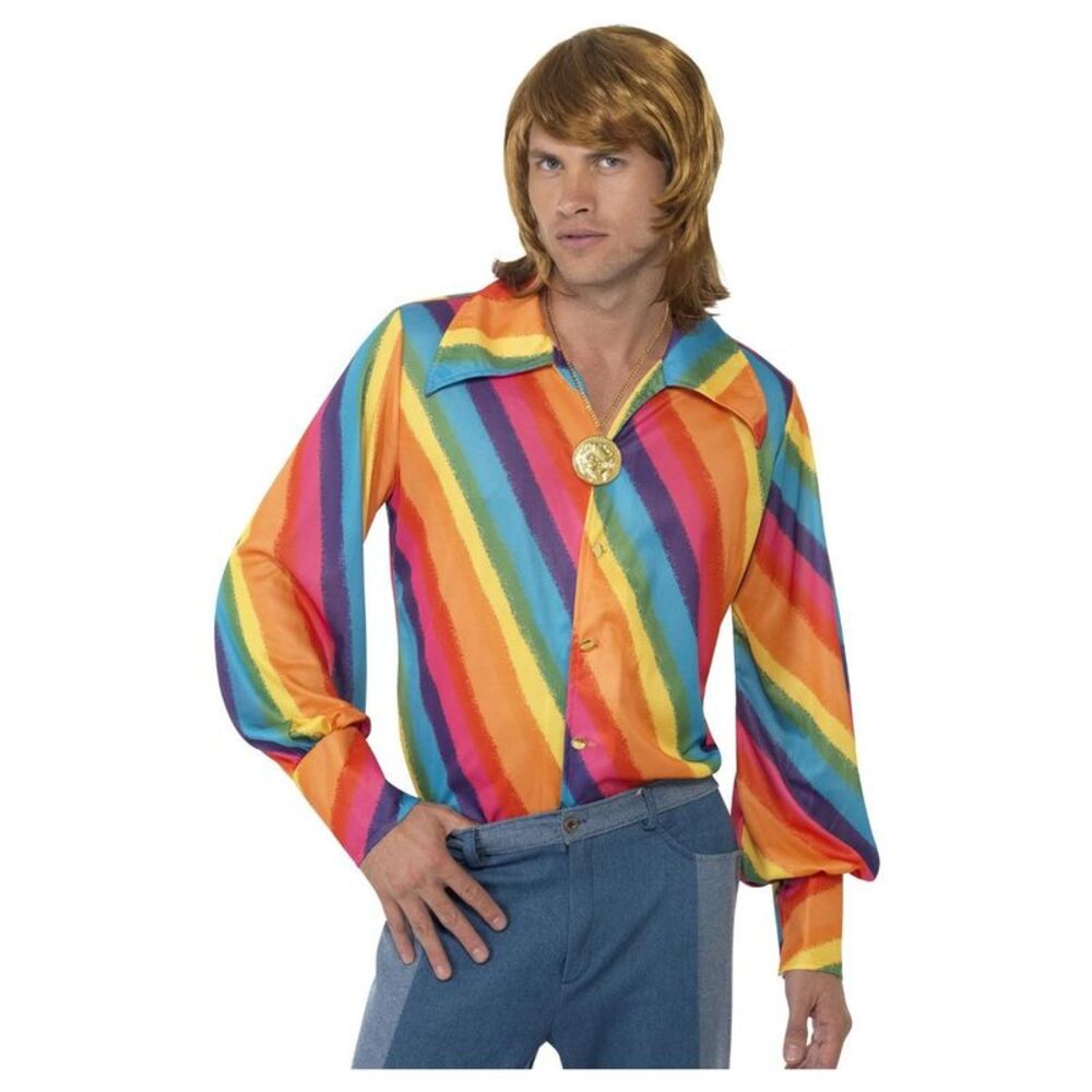 Smiffys Unisex Adult 1970s Rainbow Shirt / Multicolored